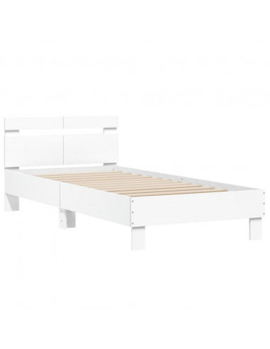 Giroletto con Testiera Bianco 100x200 cm in Legno Multistrato