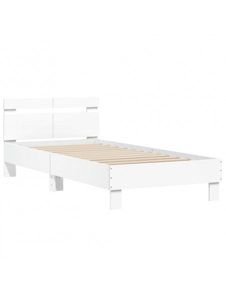 Giroletto con Testiera Bianco 100x200 cm in Legno Multistrato
