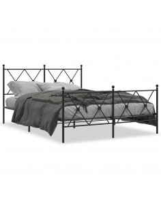 Giroletto con Testiera e Pediera Metallo Nero 140x200 cm 2