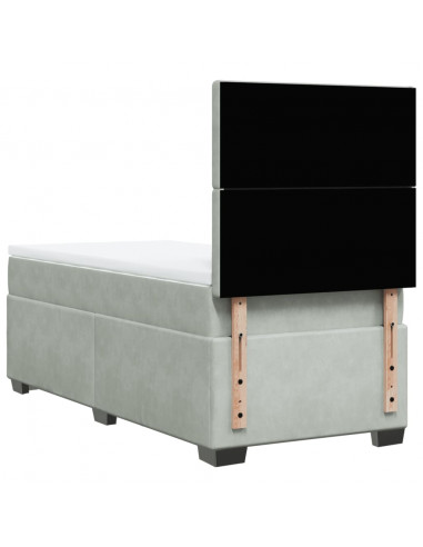 Giroletto a Molle con Materasso Grigio Chiaro 90x200 cm Velluto