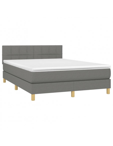 Giroletto a Molle con Materasso Grigio Scuro 140x190 cm Tessuto