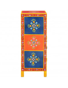 Credenza Dipinta a Mano 54x30x74 cm Legno Massello di Mango 2