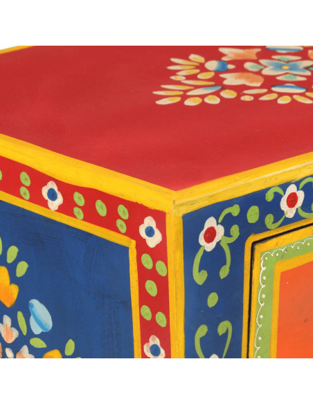 Credenza Dipinta a Mano 54x30x74 cm Legno Massello di Mango