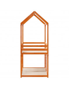 Letto a Castello con Tetto Cera 80x200 cm Legno Massello Pino 2