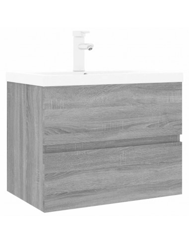 Mobile Bagno e Lavabo Integrato Grigio Sonoma Legno Multistrato