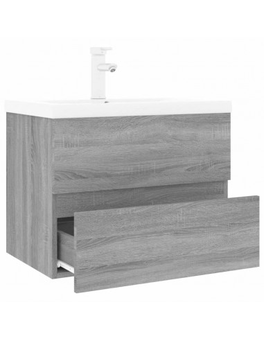 Mobile Bagno e Lavabo Integrato Grigio Sonoma Legno Multistrato