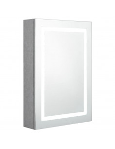 Armadietto Bagno con Specchio e LED Grigio Cemento 50x13x70 cm 2
