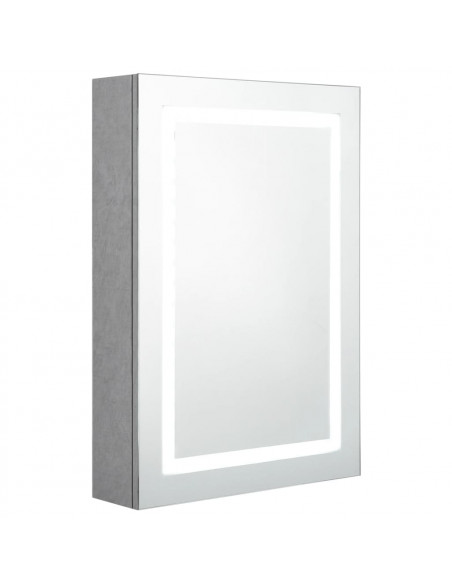 Armadietto Bagno con Specchio e LED Grigio Cemento 50x13x70 cm