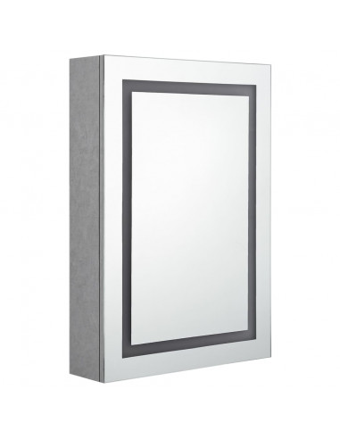 Armadietto Bagno con Specchio e LED Grigio Cemento 50x13x70 cm