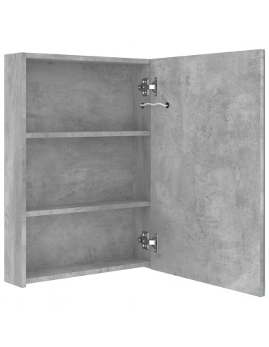 Armadietto Bagno con Specchio e LED Grigio Cemento 50x13x70 cm