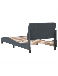 Giroletto con Testiera Grigio Scuro 100x200 cm in Velluto 2