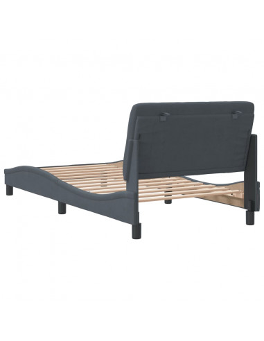 Giroletto con Testiera Grigio Scuro 100x200 cm in Velluto