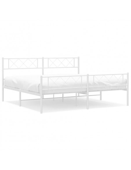 Giroletto con Testiera e Pediera Metallo Bianco 200x200 cm