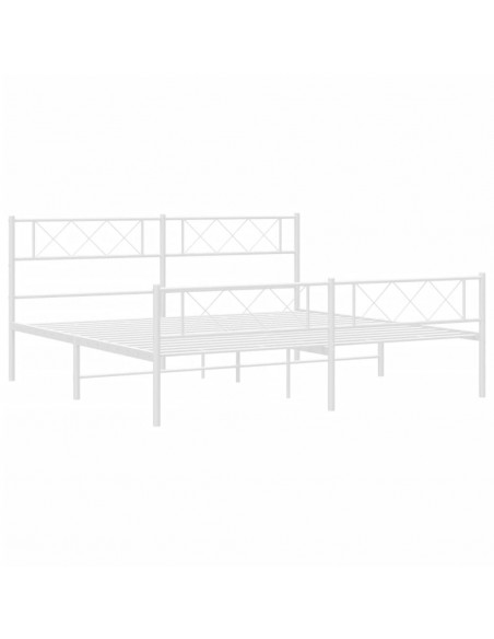 Giroletto con Testiera e Pediera Metallo Bianco 200x200 cm
