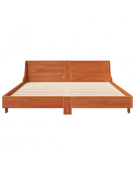 Giroletto con Testiera Marrone Cera 150x200 cm Massello Pino