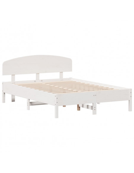 Giroletto con Testiera Bianco 120x190 cm Legno Massello di Pino