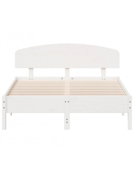 Giroletto con Testiera Bianco 120x190 cm Legno Massello di Pino