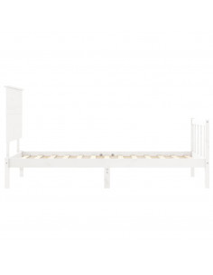 Giroletto con Testiera Bianco 90x200 cm in Legno Massello 2