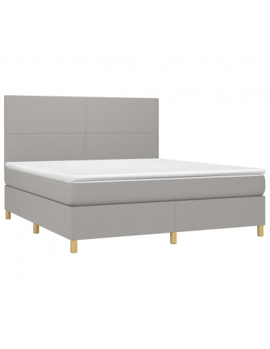 Letto a Molle Materasso e LED Grigio Chiaro 160x200 cm Tessuto