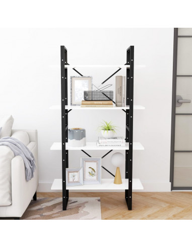Libreria a 4 Ripiani Bianca 80x30x140 cm in Legno Multistrato