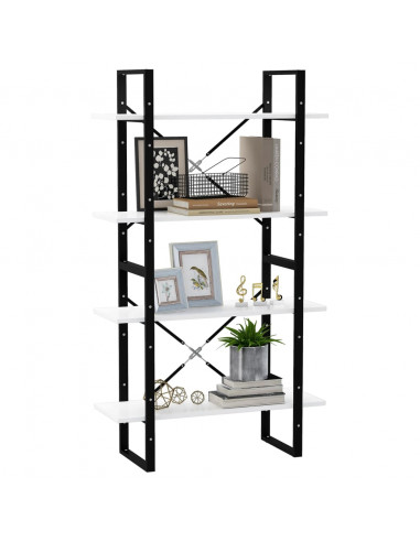 Libreria a 4 Ripiani Bianca 80x30x140 cm in Legno Multistrato
