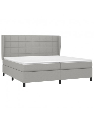 Giroletto a Molle con Materasso Grigio Chiaro 200x200cm Tessuto