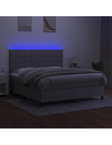 Letto a Molle Materasso e LED Grigio Chiaro 180x200 cm Tessuto