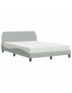 Letto con Materasso Grigio Chiaro 120x200 cm in Velluto 2