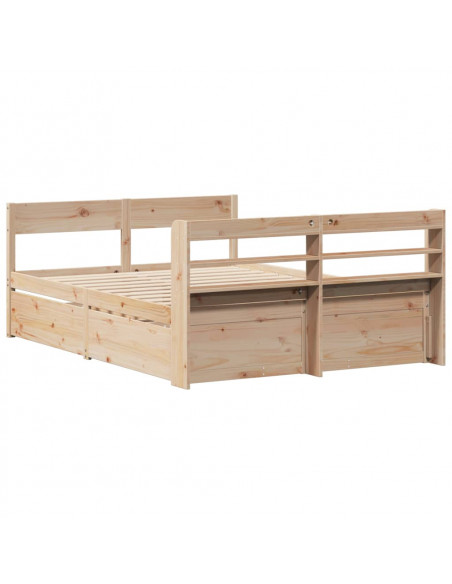Letto senza Materasso 135x190 cm in Legno Massello di Pino