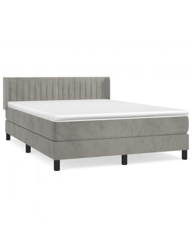 Giroletto a Molle con Materasso Grigio Chiaro 140x190cm Velluto