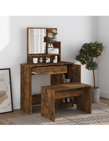 Toeletta con Specchio Rovere Fumo 86,5x35x136 cm