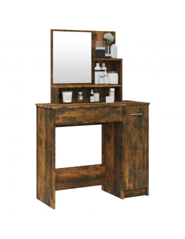 Toeletta con Specchio Rovere Fumo 86,5x35x136 cm