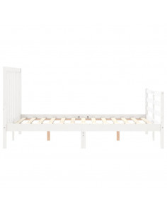 Giroletto con Testiera Bianco 140x200 cm in Legno Massello 2