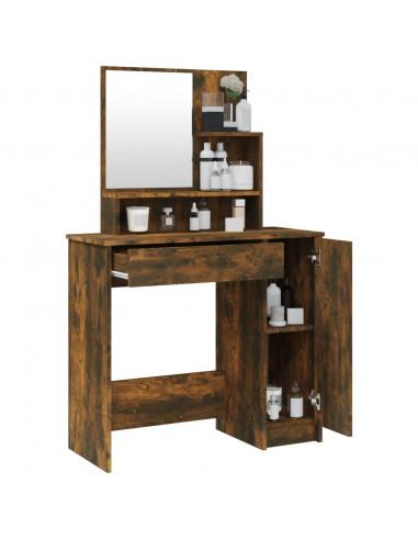 Toeletta con Specchio Rovere Fumo 86,5x35x136 cm