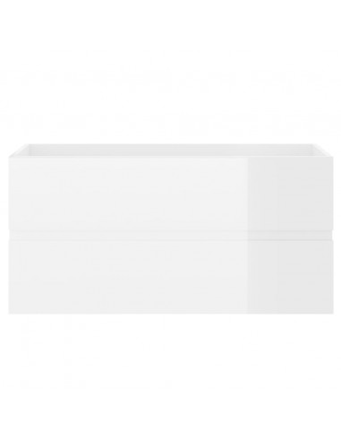 Mobile con Lavabo Integrato Bianco Lucido in Legno Multistrato