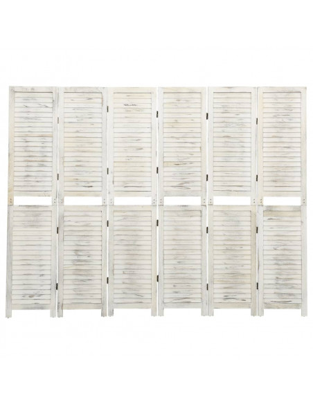 Divisorio 6 Pannelli Bianco Antico 215x166 cm in Legno Massello