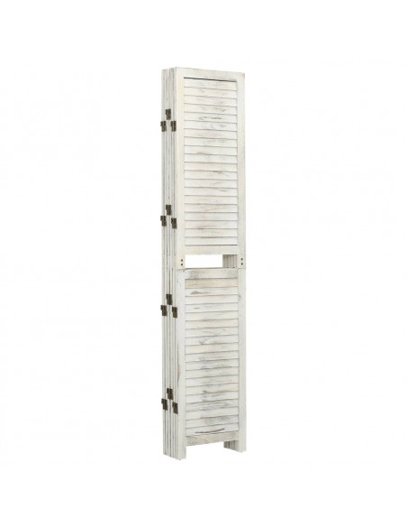 Divisorio 6 Pannelli Bianco Antico 215x166 cm in Legno Massello
