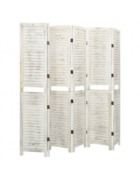 Divisorio 6 Pannelli Bianco Antico 215x166 cm in Legno Massello
