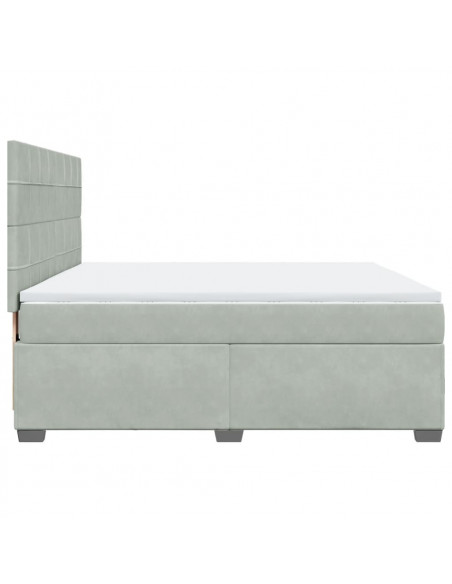 Giroletto a Molle con Materasso Grigio Chiaro 180x200cm Velluto