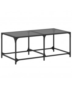 Tavolino con Piano in Vetro Nero 98,5x50x40 cm Acciaio 2