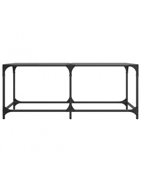 Tavolino con Piano in Vetro Nero 98,5x50x40 cm Acciaio
