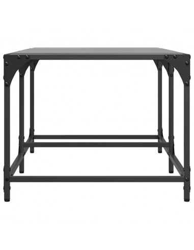 Tavolino con Piano in Vetro Nero 98,5x50x40 cm Acciaio