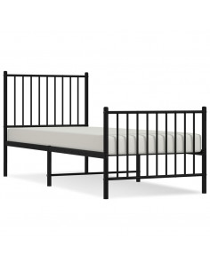 Giroletto con Testiera e Pediera Metallo Nero 80x200 cm 2