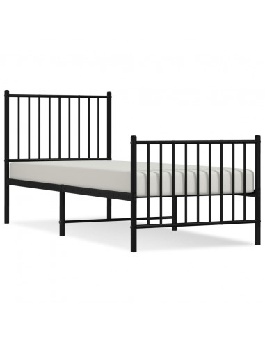 Giroletto con Testiera e Pediera Metallo Nero 80x200 cm