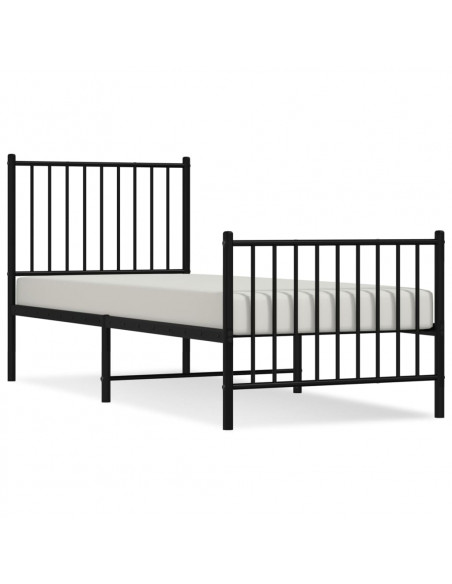 Giroletto con Testiera e Pediera Metallo Nero 80x200 cm