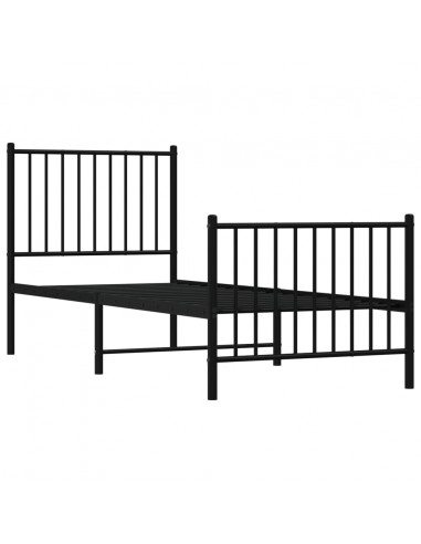 Giroletto con Testiera e Pediera Metallo Nero 80x200 cm