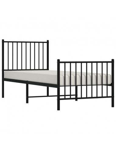 Giroletto con Testiera e Pediera Metallo Nero 80x200 cm