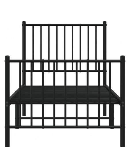Giroletto con Testiera e Pediera Metallo Nero 80x200 cm