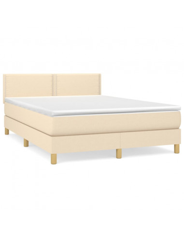 Giroletto a Molle con Materasso Crema 140x19 cm in Tessuto