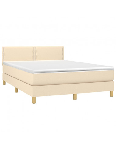 Giroletto a Molle con Materasso Crema 140x19 cm in Tessuto